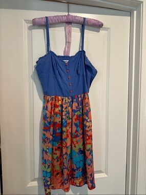 Women’s Casual Blue Bodice Multicolor Floral Sundress